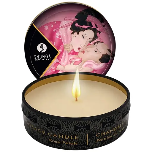 Масажна свічка Shunga Mini Massage Candle Rose Petals з афродизіаками 30 мл