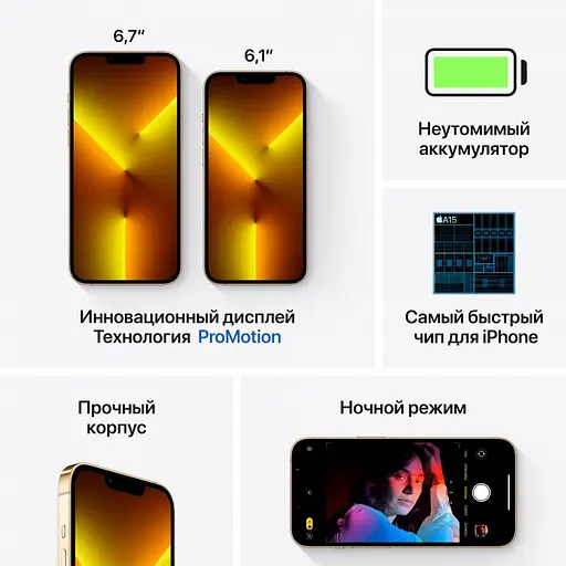 Смартфон Apple iPhone 13 Pro Max 128GB Gold Model A2643 (Grade A) Seller Refurbished - фото 7