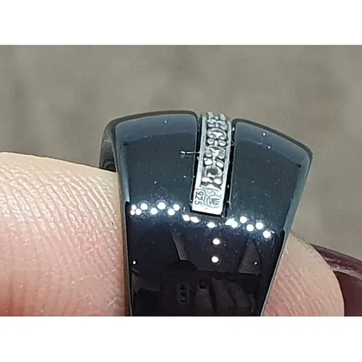 Срібне кільце Aurora з керамікою і фіанітами. С1107Ч 16,5 - фото 5