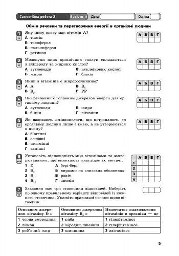 Біологія. Зошит для контролю навчальних досягнень учнів 8 клас - фото 5