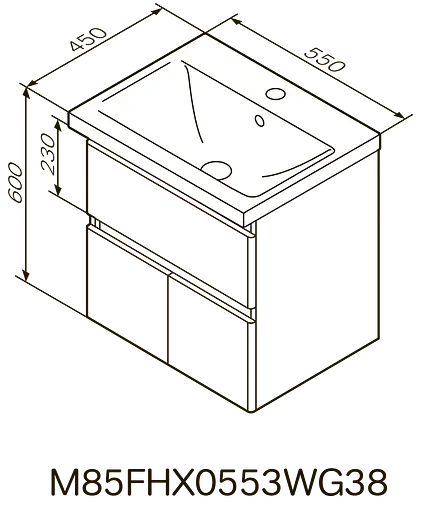 Тумба подвесная AM.PM X-Joy 55 см с умывальником M85-FHX0553-WC0553WG38 - фото 9