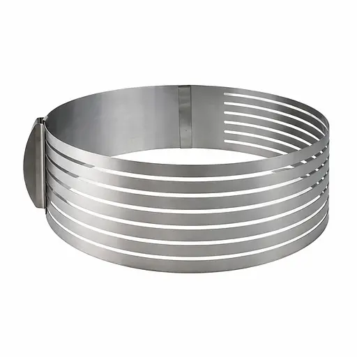 Розсувна форма кільце кондитерське з прорізами слайсер для нарізки коржів бісквіту 24-30 см (H 8 см) Сірий 88205 - фото 1
