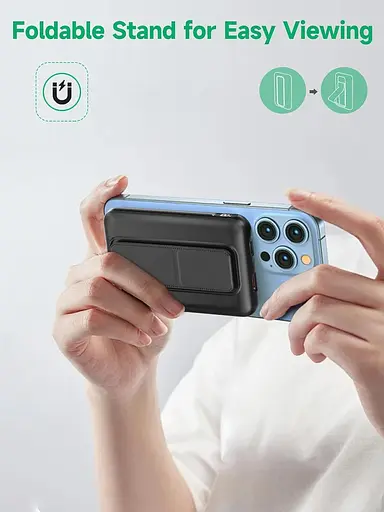 Магнітний павербанк живлення Tnibition, складний бездротовий ємністю 12000 мАг PD 22,5 Вт QC3.0 - фото 4