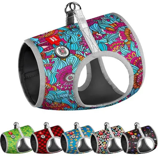 Шлея для собак Waudog Clothes м'яка з QR паспортом, малюнок "Літо", XS4 - фото 4