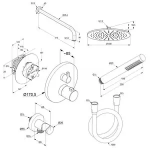 Душова система прихованого монтажу Kludi Bozz брашоване золото 38658N076 - фото 2