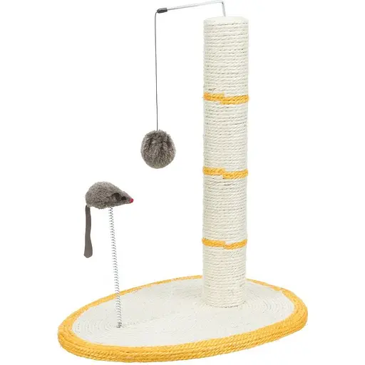 Когтеточка-столбик Trixie для кошек с игрушкой на веревке и мышкой на пружине 40х30х50 см [CD] в ассортименте - фото 4