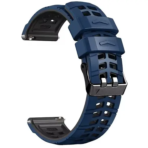 Ремінець силіконовий Tamister для годинника Sport 2 темно-синій з чорним 22 мм