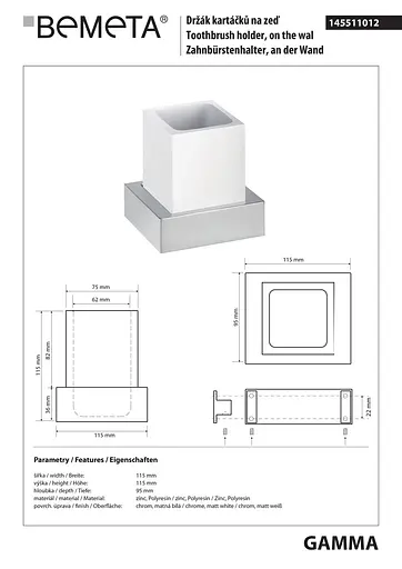 Склянка з тримачем Bemeta Gamma 145511012 білий - фото 2