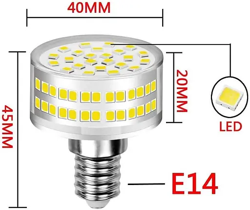 Светодиодные лампы Jiotouhu E14, эквивалент 9 Вт, 90 Вт, 800 лм, холодный белый цвет, 6000 К, сменные маленькие светодиодные лампы - фото 5