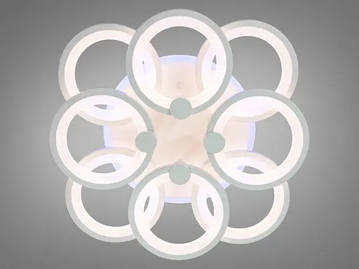 Біла люстра led кільця з дімером та LED підсвічуванням, 150W - фото 2