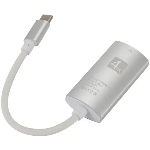 Перехідник USB 3.1 Type-C HDMI F 4K 30HZ кабель 0.1 м срібний