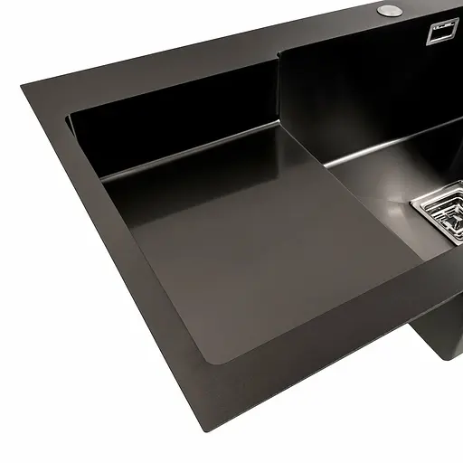 Кухонна мийка 78x50С R PVD чорна Platinum Handmade (поглиблена полиця, 3.0/1.0 мм), Чорний - фото 5