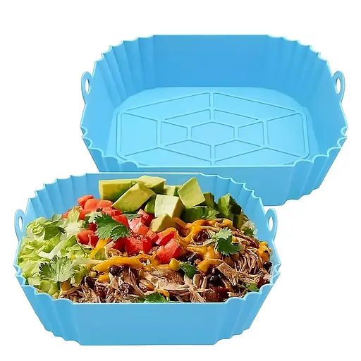 Квадратна силіконова форма для аерогрилю, духовки та мультипечі 20х20 см, Kitchen Master Блакитний 87787 - фото 3