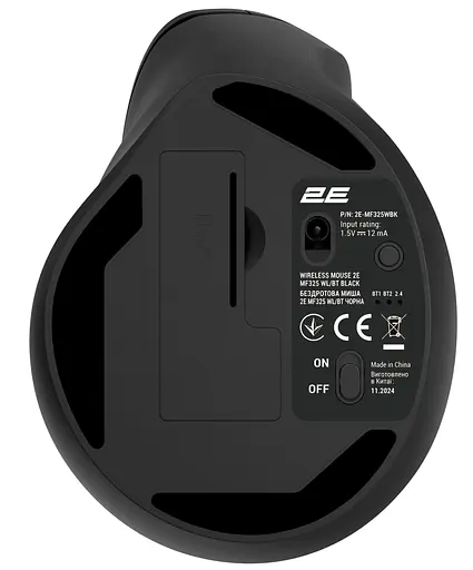 Миша 2E MF325 Silent WL/BT Vertical Black (2E-MF325WBK) - фото 2