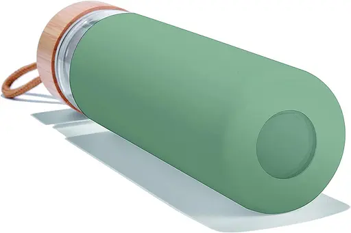 Бутылка стеклянная OldBro бамбуковая крышка с защитным силиконовым чехлом Olive 590 мл - фото 4