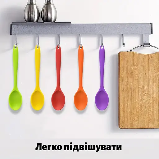 Силиконовая ложка кухонная термостойкая нейлоновая 20.5 см, Kitchen Master Фиолетовый 87413 - фото 5