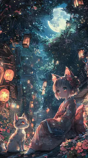 Деревянный фигурный пазл Девочка-кошка и котенок (ver 2), А3, Деревянная коробка 200 элементов