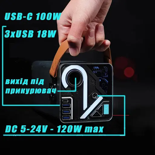 Зарядная станция O2 Project регулируемый DC 5V-24V USB-C 100W мощный большой емкости 80000 mAh 120W - фото 7