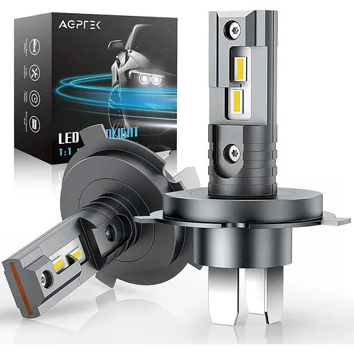 Світлодіодні лампи для фар AGPTEK H4 2 шт. 60 Вт 16000LM 6000K Xenon White Wireless H4