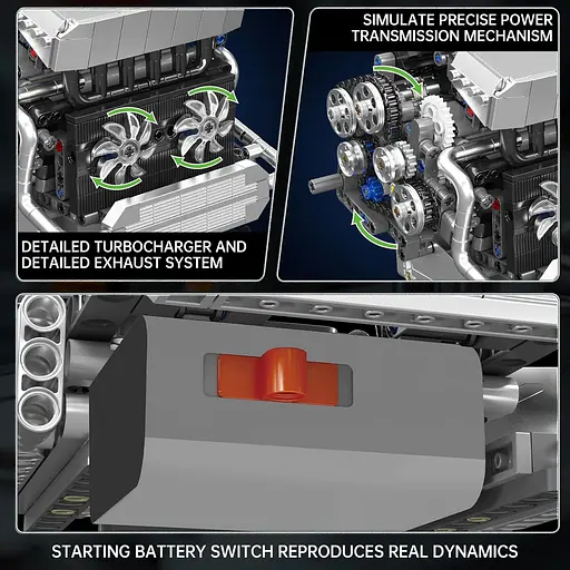 Конструктор двигун Mould King BMW  S55 Inline-6 Engine моторизований дитячий мотор 744 деталей - фото 5