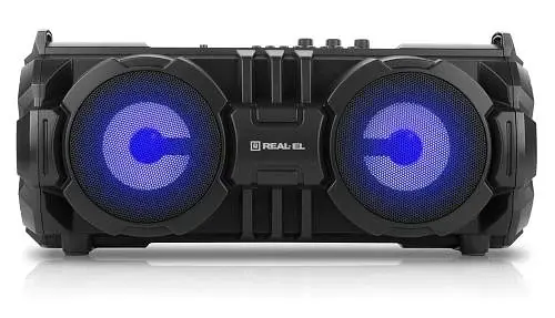 Колонка портативная 2.0 REAL-EL X-737 Black, 2 x 14 Вт, пластиковый корпус, Bluetooth, USB, питание от аккумулятора, 4000 мА * ч, управление сверху