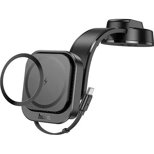 Автотримач із бездротовою зарядкою Hoco HW24 Might Black (619660) [151320] - фото 2