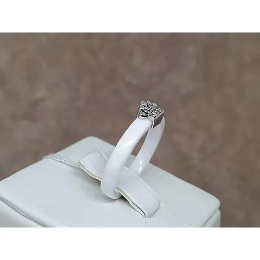 Срібне кільце Aurora з керамікою і фіанітами. С1149Б 16,5 - фото 4