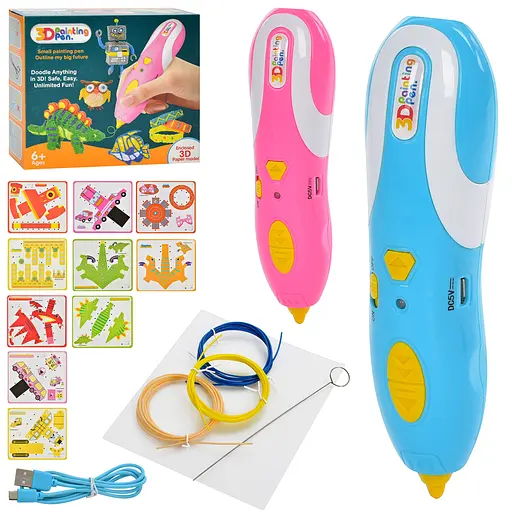 3D ручка, 15 см, тип филамента (пластик) PCL, USB шнур, карты (В ассортименте) - фото 2