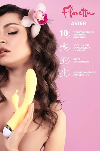 Вібратор-кролик Toyfa Aster Flovetta 22 см (жовтий) - фото 8
