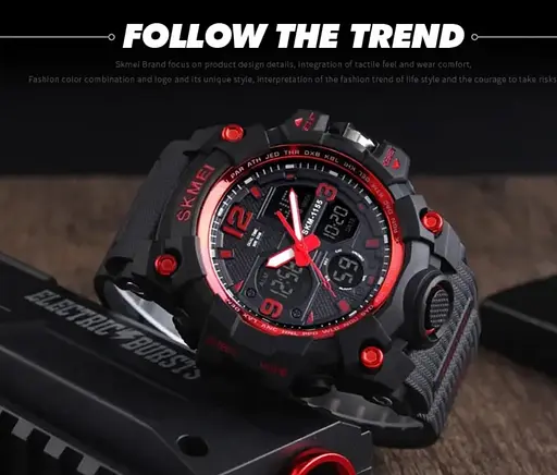 Чоловічий годинник Skmei Hamlet 1155 Чорний з червоним - фото 2