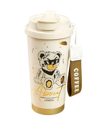 Термочашка About для кофе и чая 520 мл белый мишка (BC-0387-5)