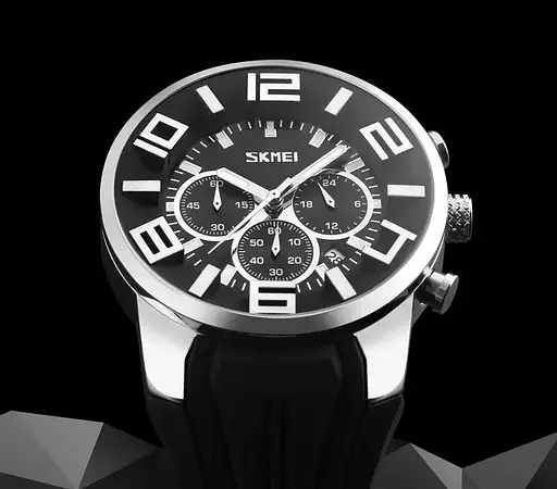 Чоловічий класичний наручний годинник Skmei 9128 (Чорний з чорним циферблатом) - фото 6