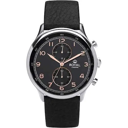Мужские водонепроницаемые наручные часы Royal London 41385-01 кварцевые с кожаным ремешком