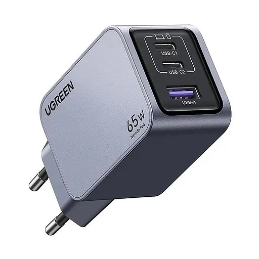 Зарядний пристрій Ugreen Nexode Pro 65 W 3-Port GaN Fast MacBook iPhone Charger X755 - фото 1