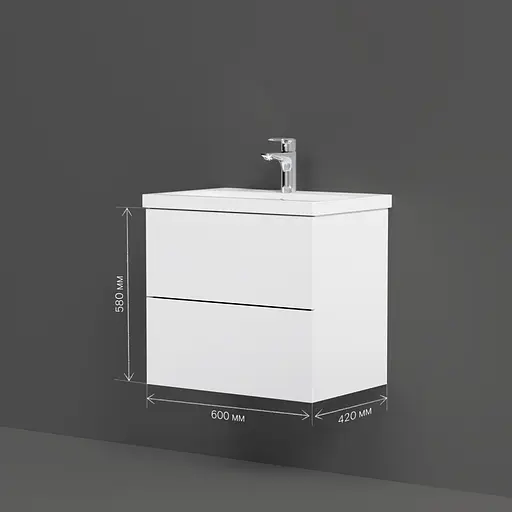 Тумба з умивальником AM.PM Gem підвісна 60 см білий MGA-FHX06022WG-WCC0602WG Білий - фото 7