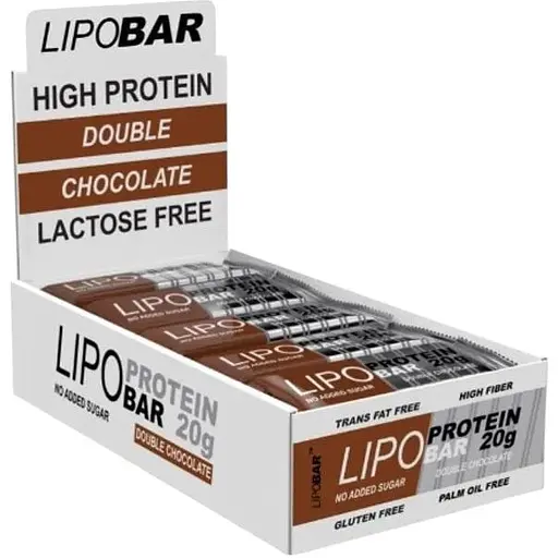 Батончик LipoBar Protein Bar БЛОК, 20*50 грам - Подвійний шоколад
