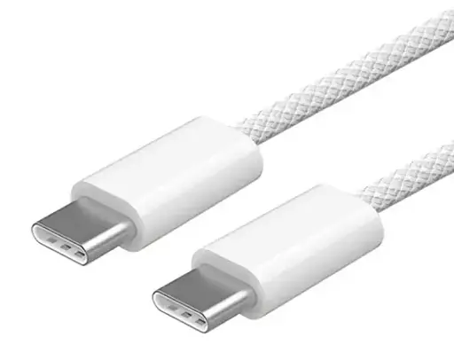 Кабель PD 60W 1 м USB-C ↔ USB-C в тканевой оплетке Woven для Apple MacBook/iPad/iPhone OEM белый - фото 2