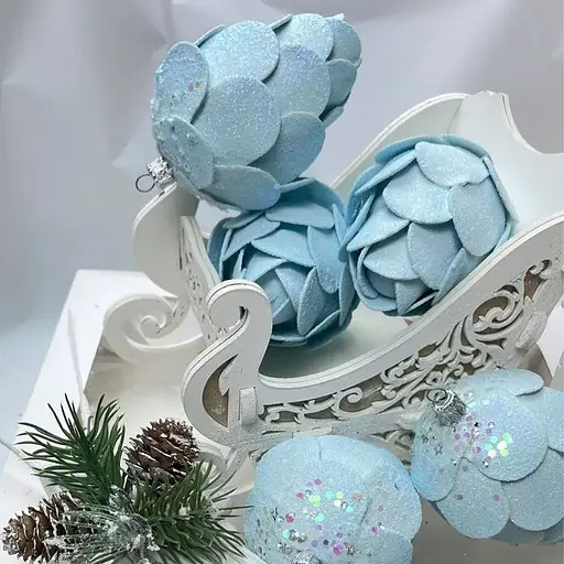 Набор новогодних украшений на елку Dashuri Шишка Кедр 6 штук 7x9 см, голубой 15556607 - фото 2