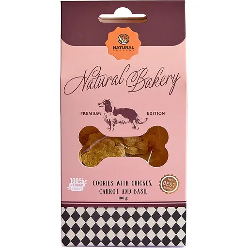 Лакомство для собак Natural печенье с курицей морковью и базиликом 100 г