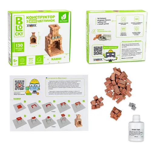 Строительный набор для творчества из мини-кирпичиков BLOCKY Камин Strateg 31025, 130 кирпичиков - фото 2