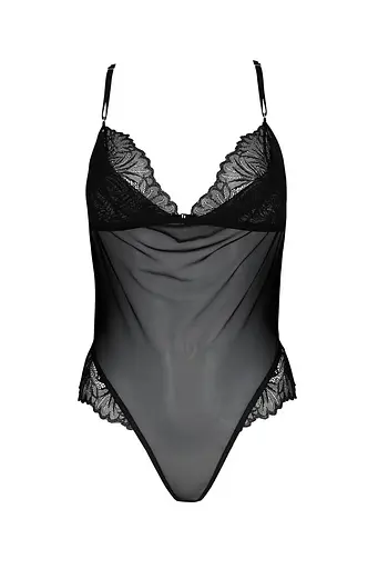 Сітчасте боді з мереживним ліфом Passion DELIENA Body XXL/XXXL black - фото 3