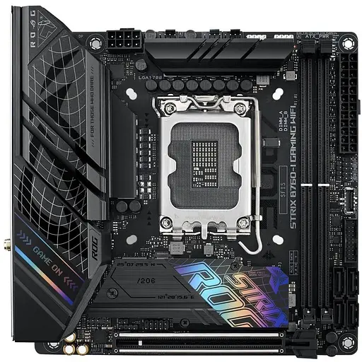 Материнская плата ASUS ROG STRIX B760-I GAMING WIFI (ROG STRIX B760-I GAMING WIFI) (Socket 1700, Intel B760, Mini-ITX) - фото 1