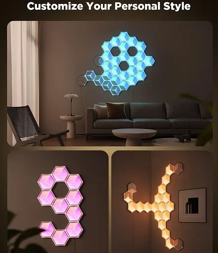 Набір настінних світильників Govee H606A Glide Hexagon Light, 7, RGBIC, WI-FI/Bluetooth, білий - фото 10