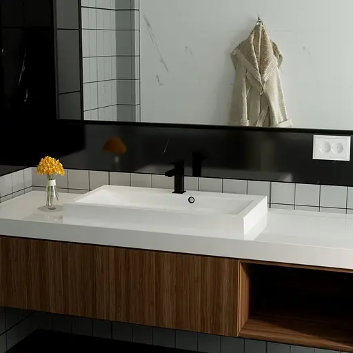 Раковина глянцева врізна Amidicon Lagune Slim 80 792x425 з литого каменю LAGUNE SLIM_80_HL, Білий - фото 9