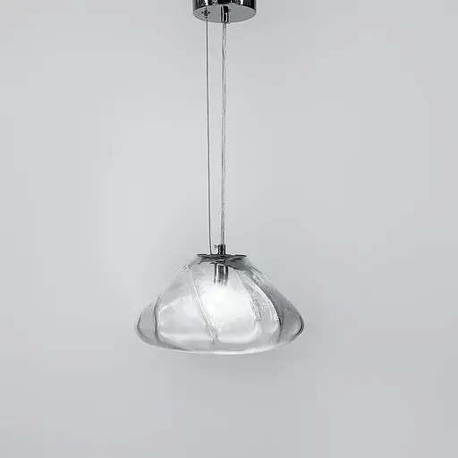 Скляний прозорий підвіс з легкими вигинами Ø 25 см | Line F | Арт. MJ82-250 CH - фото 4