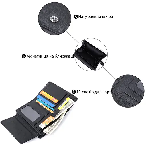 Жіночий шкіряний гаманець ST Leather 13.5х9.5х3 см acs0029448 - фото 4