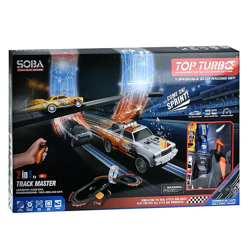 Игровой трек A65-2A с подсветкой и электронным счетчиком, 4 машинки, разноцветный 430 см - фото 5