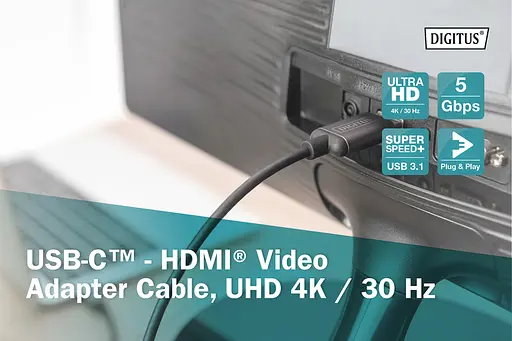 Адаптер Digitus USB-C - HDMI UHD 4K, M/M, 1.8 m - фото 6