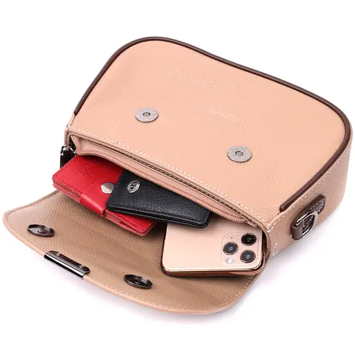 Сумка для женщин Vintage с фактурным клапаном из натуральной кожи 22х14х6.5 см sum0028999 - фото 8