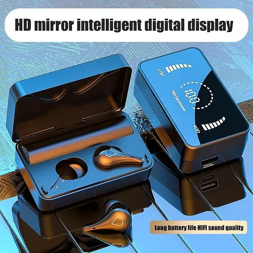 Бездротові Bluetooth навушники TWS H3S, з індикатором зарядки, сенсорами та водонепроникним корпусом Чорний - фото 4